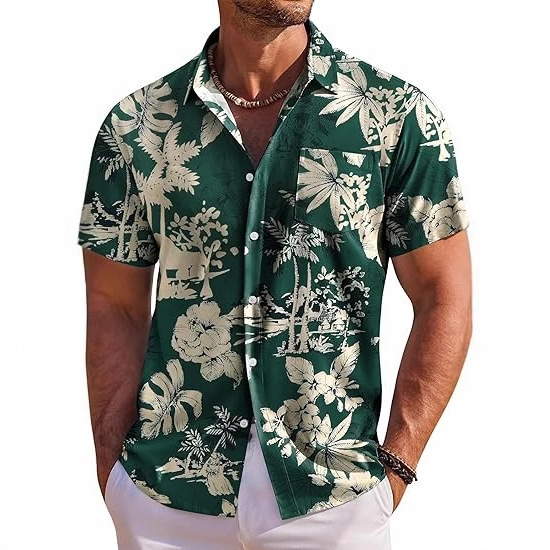 Mens beach shirt European size summer new style Hawaiian short-sleeve floral shirt for men - view 5