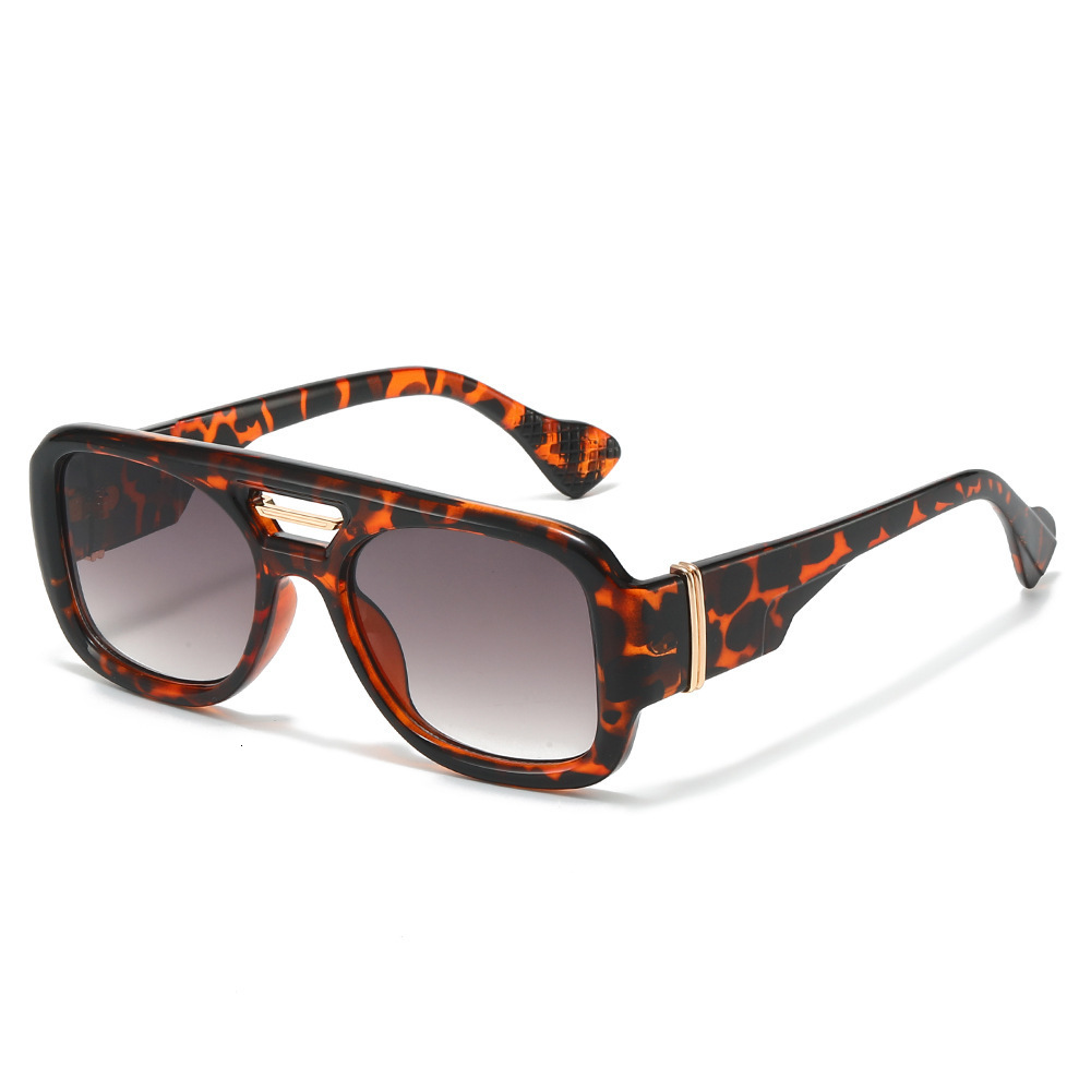 2026 New Simple And Exquisite Men's Pilot Rectangular Double Bridge Fashion Sunglasses - view 4