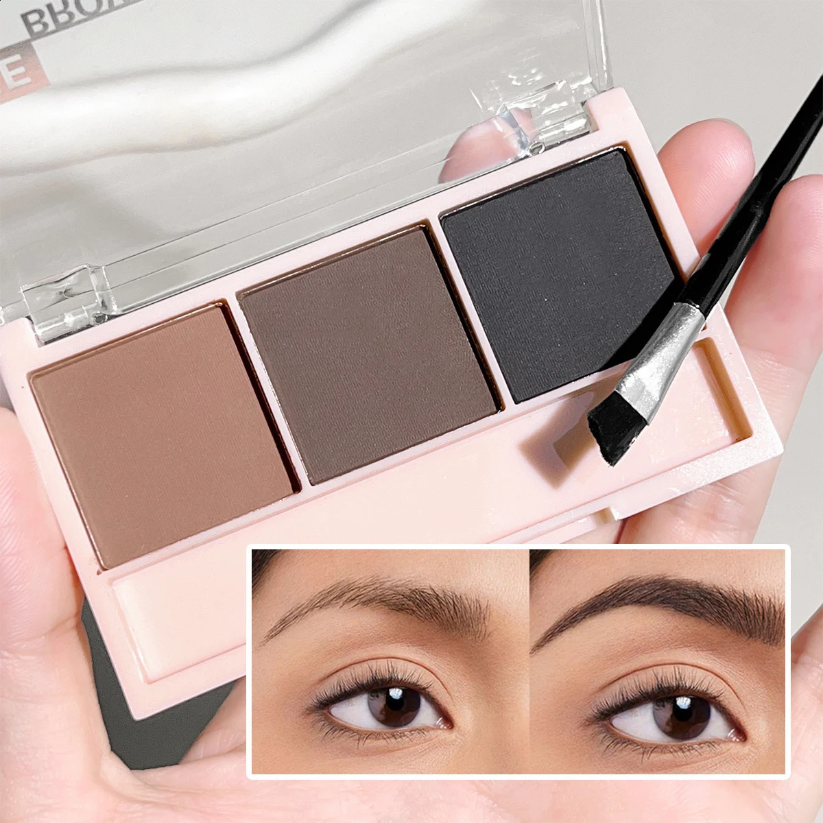 3-Color Brow Powder Set with Brush - Long-lasting color-resistant versatile contour makeup set for natural three-dimensional 260626 - view 7