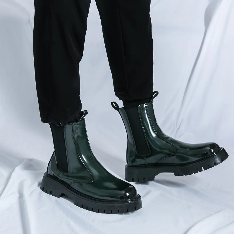 Classic Chelsea Boots Men PU High Side Elastic Belt Solid Color Fashion Professional Business Formal Men Boots 260626 - view 7