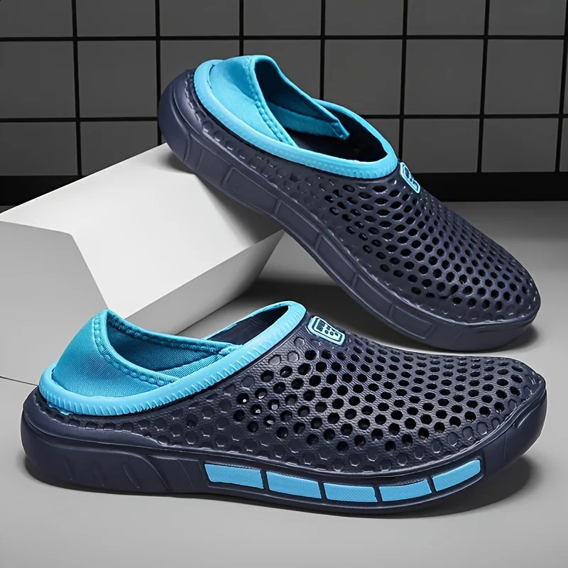 Mens and Womens Summer Sandals Clogs Casual Round Toe Slip on Outdoor Geometric Pattern Anti-slip Beach Hole Shoes Plus 45 47 260625 - view 5
