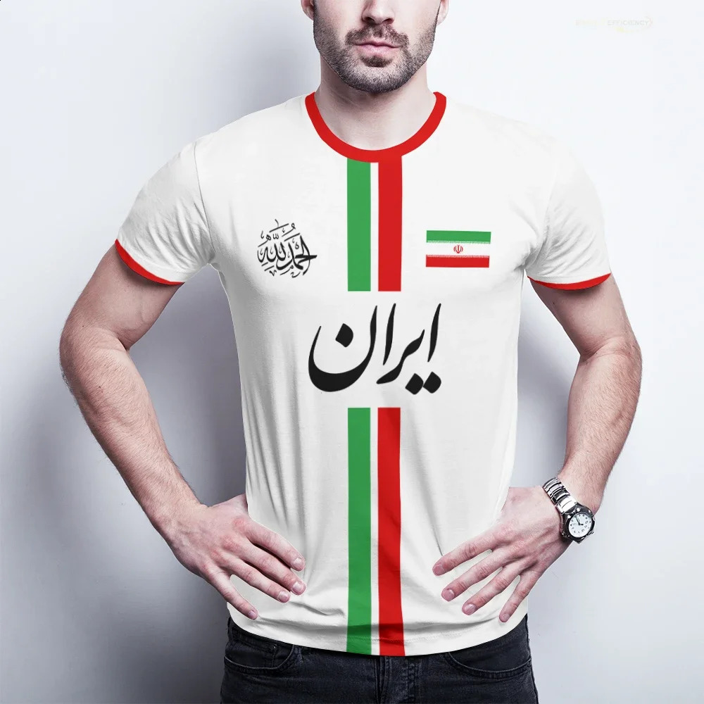 Iran Football Summer Sports Breathable Quickdrying ONeck Short Sleeve Tshirt Iranian Flag Map Pattern Unisex Tops Gift 260626 - view 3