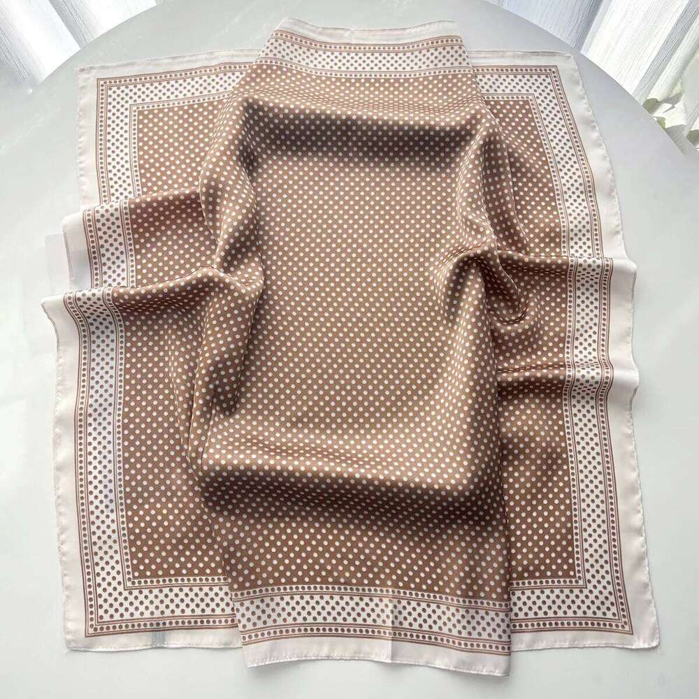 Imitation Silk Square Scarf For Women Polka Dot Printed Bandanas Stylish Hairband Luxury Hijab Neckerchief Elegant Shawl Wraps 26Y06226 - view 3