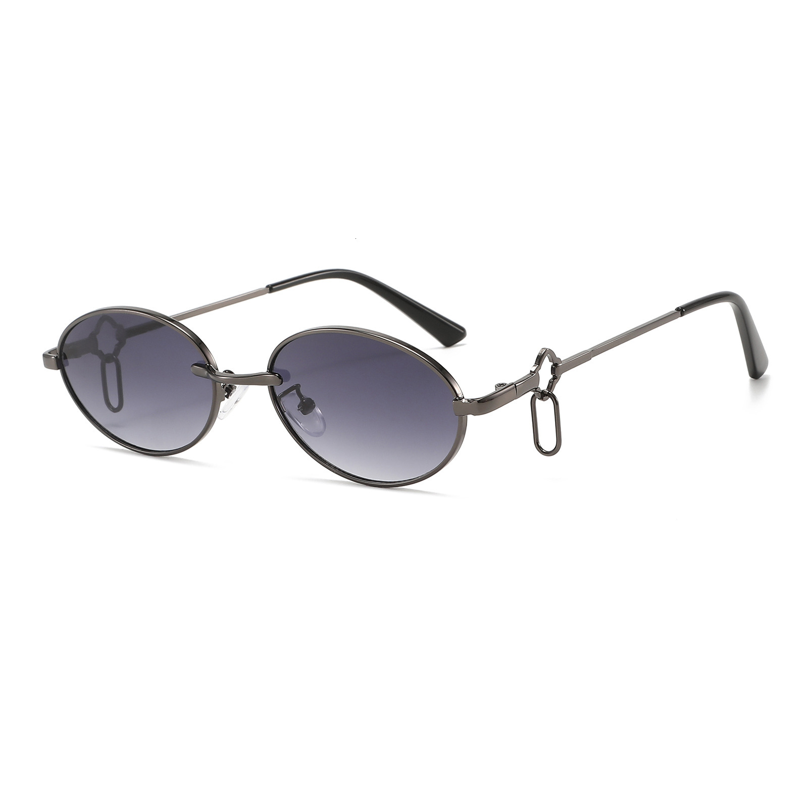 New Vintage Oval Metal Sunglasses, European American Fashion, Trendy And Unique Hip-Hop Style Women's Sunglasses