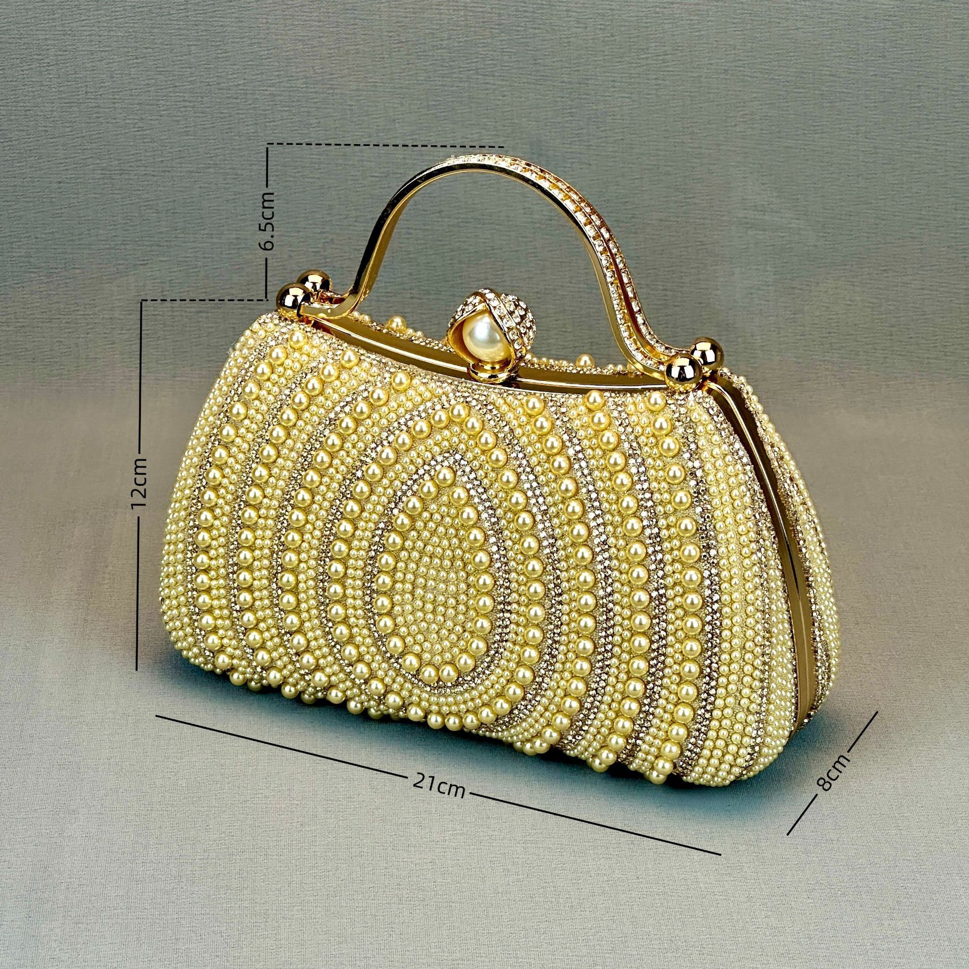 European and American Fashion Water Drop Pearl Handbag Crossbody for Women Rhinestone Single Shoulder Socialite Party Evening Bag Dress GLAMOR - view 3