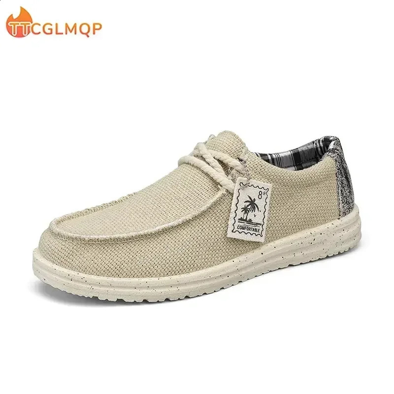 Mens Canvas Shoes Summer Lightweight Breathable Soft Slip on Casual Shoes Fashion Beach Vacation Loafers Men Footwear 260626 - view 5