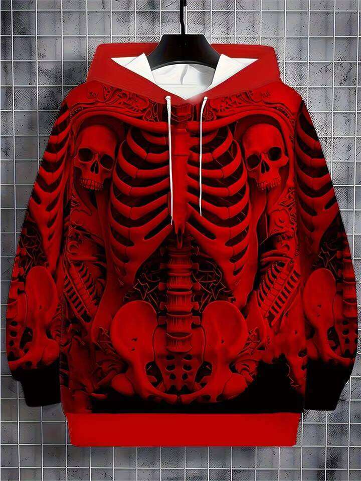 Skull Gothic Print Hoodie Sweatshirts For Men Fashion Street Fall Graphic Hoodies Women Comforts Design Y2k Clothes Man Tops W260626 - view 4