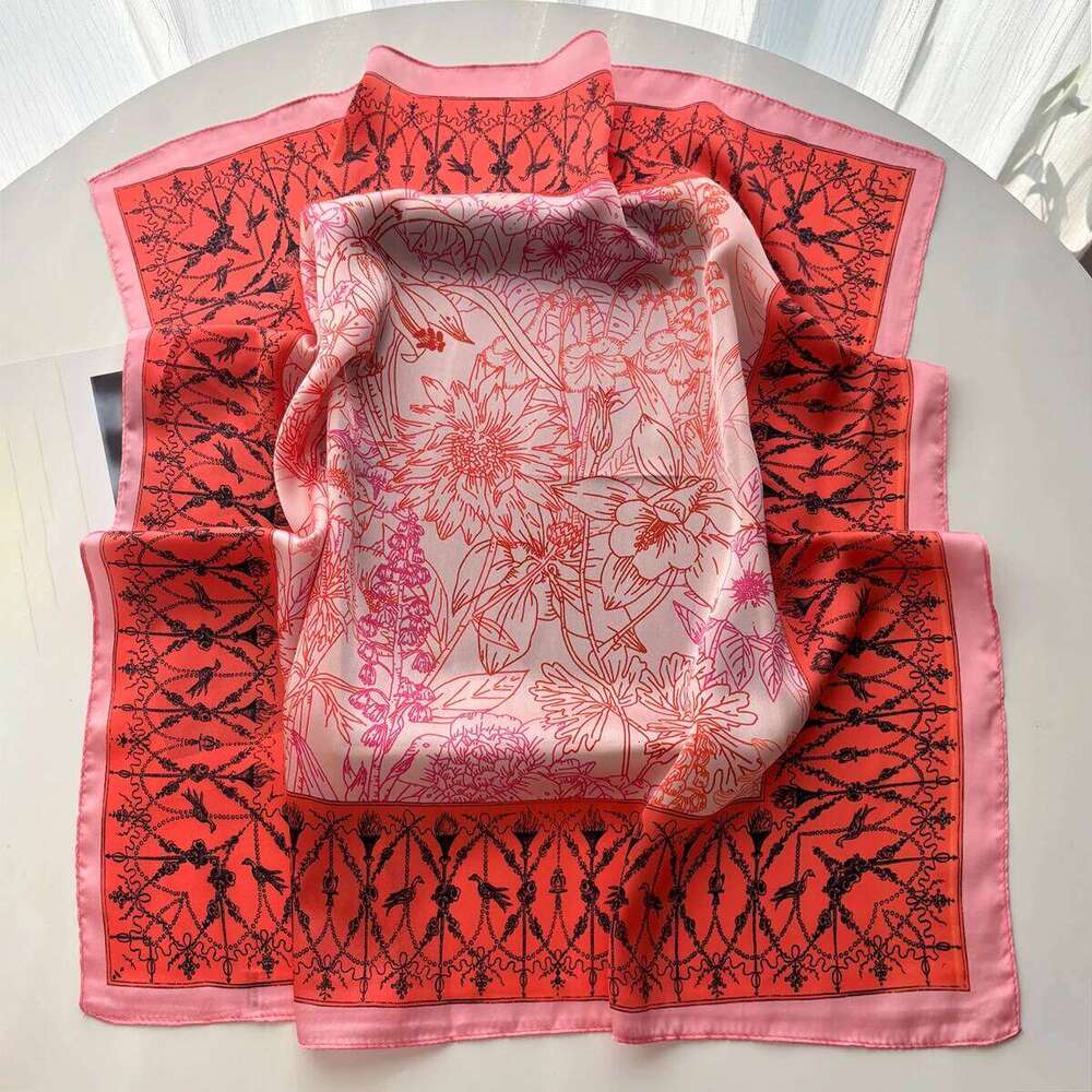 2026 Women Design Square Scarf Silk Imitation Print Neckerchief Bandana Foulard Lady Shawl Scarves Wrap Head Hair Band Ties 26Y06226 - view 4