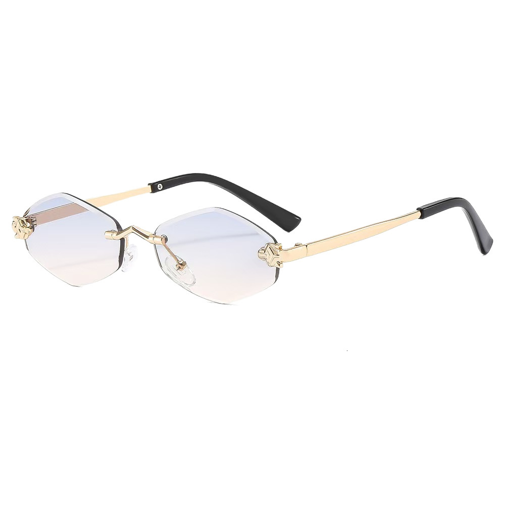 Designer's New Men's Frameless Sunglasses European And American Trendy Women's Glasses Diamond Shaped UV Resistant Personalized Luxury  - view 9