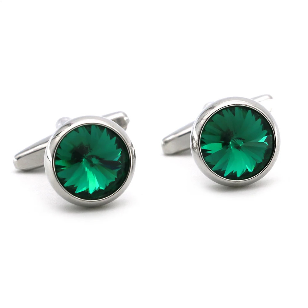 Mens Crystal Cufflinks Green Color Stone Top Quality Wedding Cuff Links 260626 - view 6