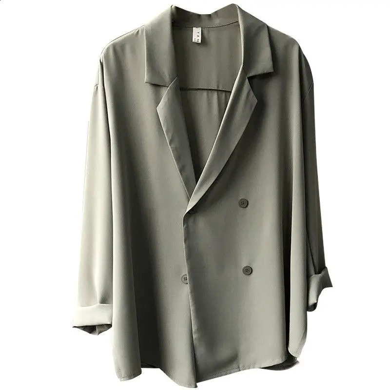 Womens Clothing Long Sleeve Solid Color Notched Loose Elegant Fashion Casual Korean Blazers Spring Summer Thin Temperament Tops 260626 - view 3