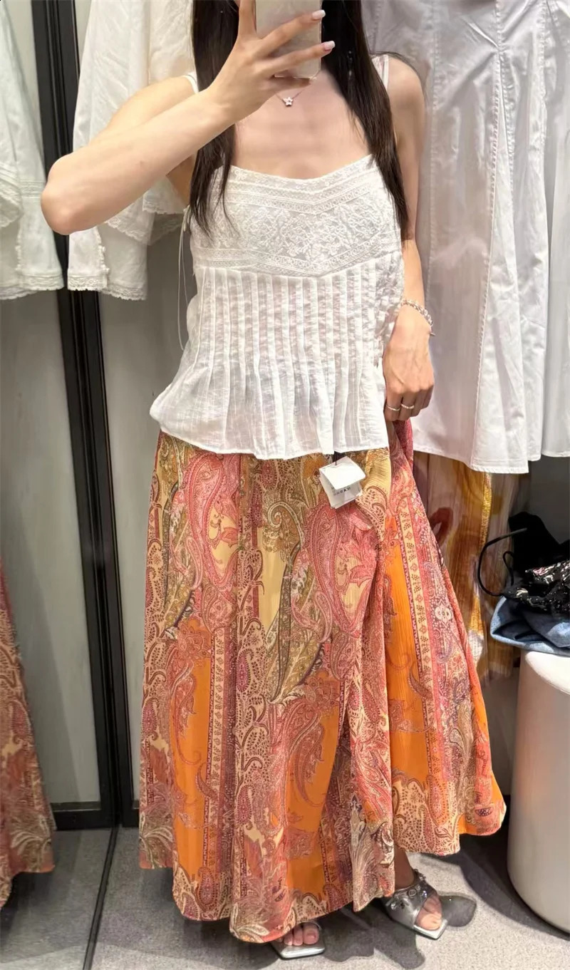 Womens Dress Summer 2026 Style Paisley Print ALine Loose Midi Skirt Vacation Fashionable 260626 - view 4