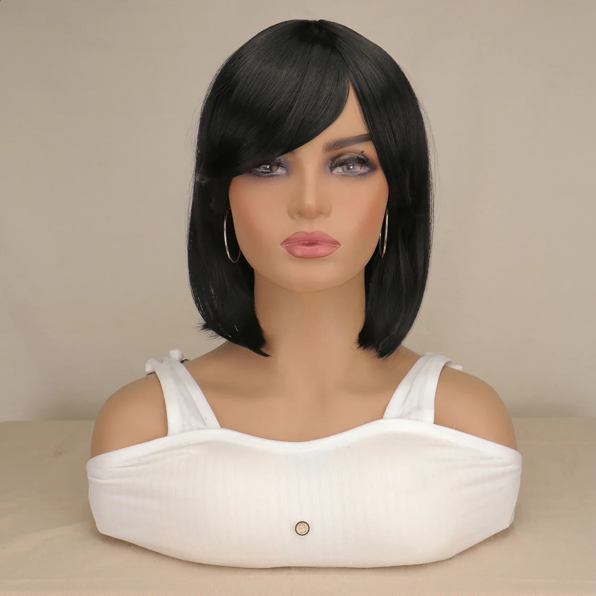 Short Bob Striaight Women Girls Wigs Natrual Black Light Brown Dark Brown Heat Resistant Synthetic Hair Wigs 260625