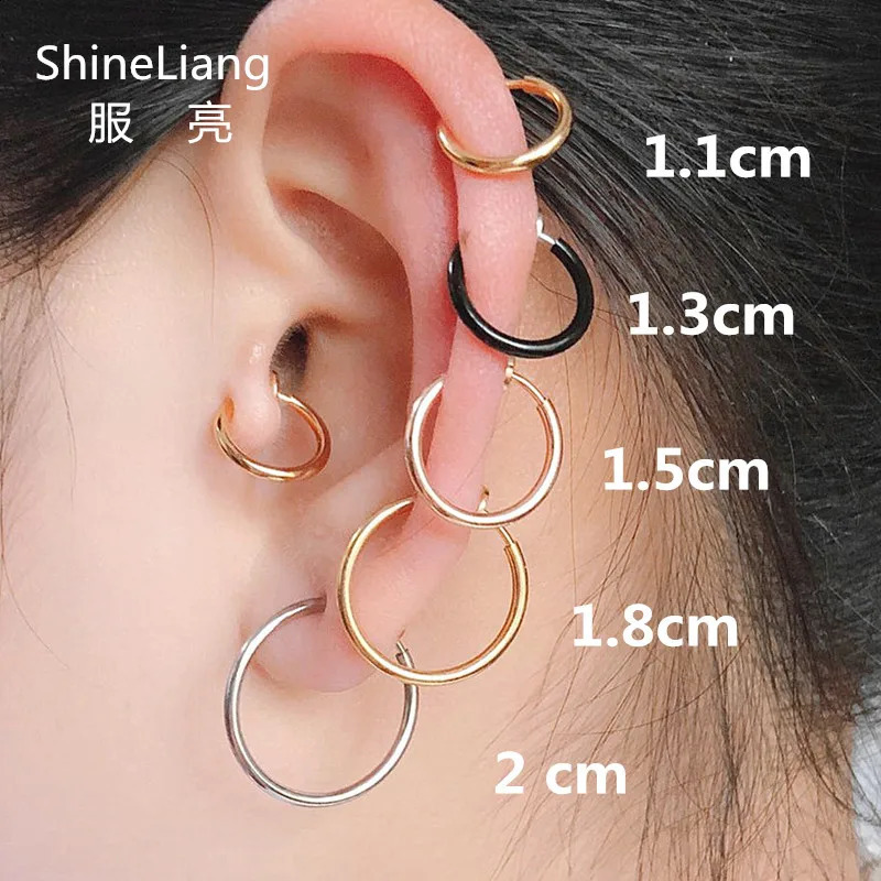 Unisex Punk Clip On Ear without Piercing No Hole Body Nose Lip Small Rose Gold Silver Black Plating Women Men 2Pcs Earrings 260623 - view 3