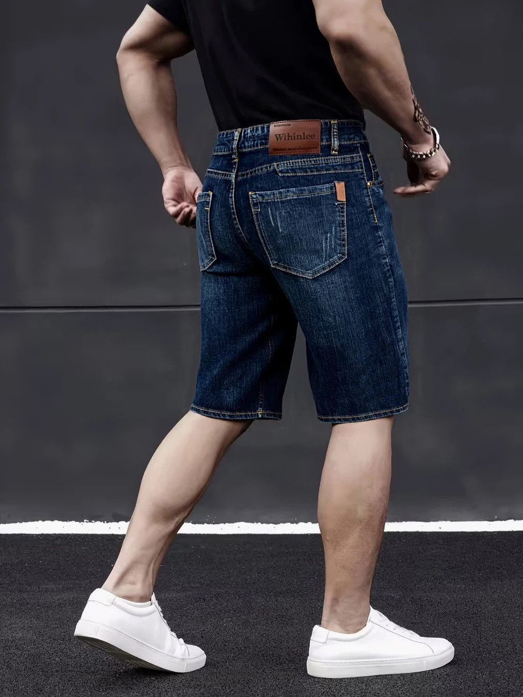 Wthinlee Business Mens Jeans Casual Straight Stretch Fashion Classic Blue Black Summer Denim Shorts KneeLength 260625 - view 3