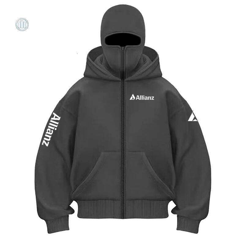 2026 Allianz logo Autumn/Winter Men's Zipper Windproof Double Hat Thick Coat Solid Color Casual Sports Hoodie W260626 - view 7