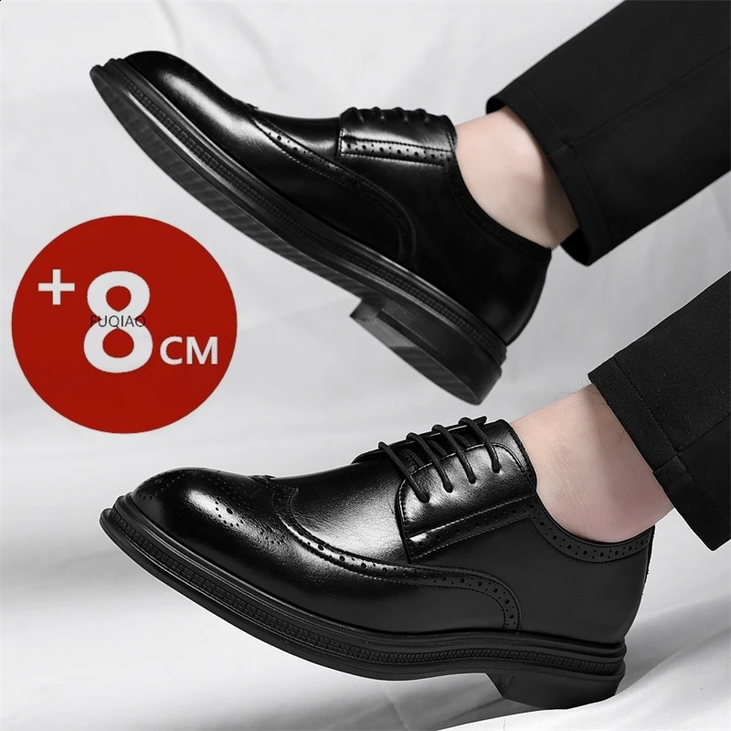 Big Size Man Elevator Shoes Business Dress Leather 368cm Men Formal High Quality Brogues Oxfords Versatile Wedding 260624 - view 6