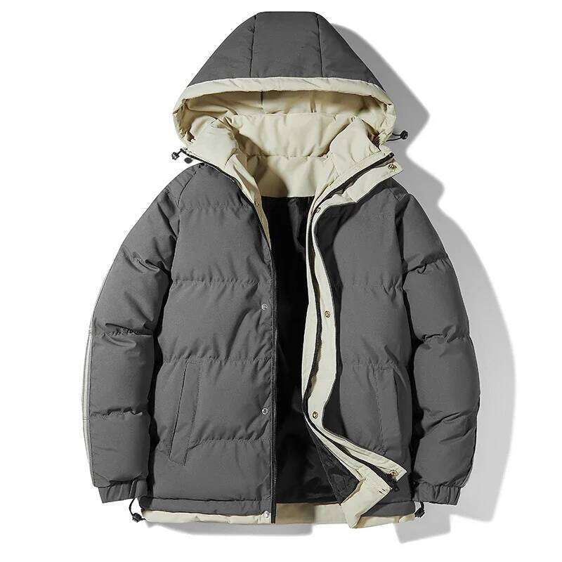 Puffy Warm | Windproof Quilted Puffer Jackets Men's Casual Oversized Hooded Parka Jacket Coat Winter Outdoor Daily Commute Wear J260626 - view 3