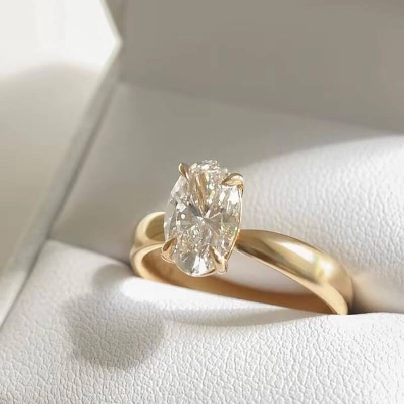 Custom 14k 18k Solid Gold Lab Grown Diamond Engagement Ring for Women Igi IGI Certified 2ct 3ct Vvs Lab Diamond Jewelry Oval Cut - view 3