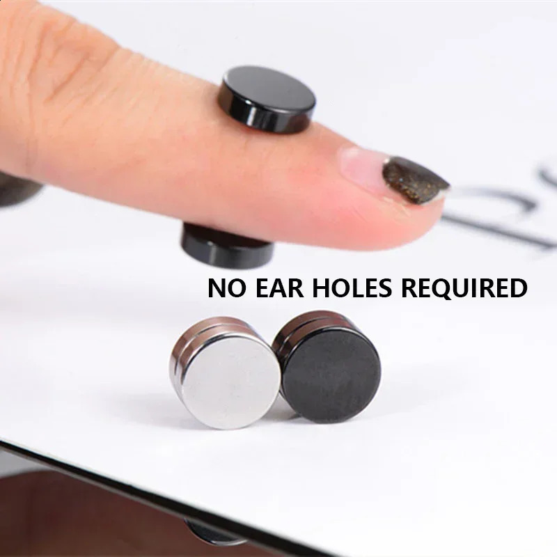 1 Pair Ear Clip Hoops for Men and Women Magnetic Stainless Steel on Pendant Earings Jewelry 260623 - view 5