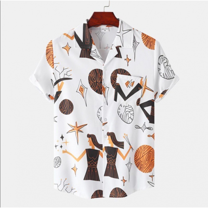 New Mens Short Sleeve Shirt European Size Trendy Fashion Hawaiian Beach Style Printed Shirt for Men - view 9