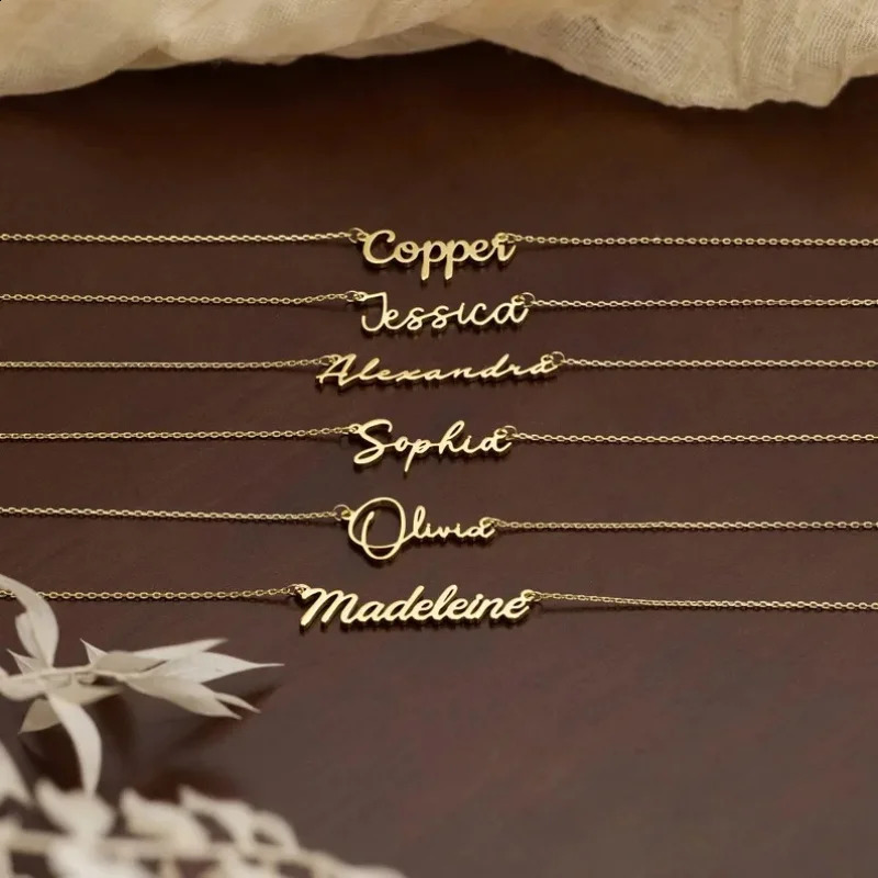 Personalized Name Necklace Custom Fashion Simple Stainless Steel Letter Gold Color Choker Pendant Nameplate Gifts 260615 - view 5