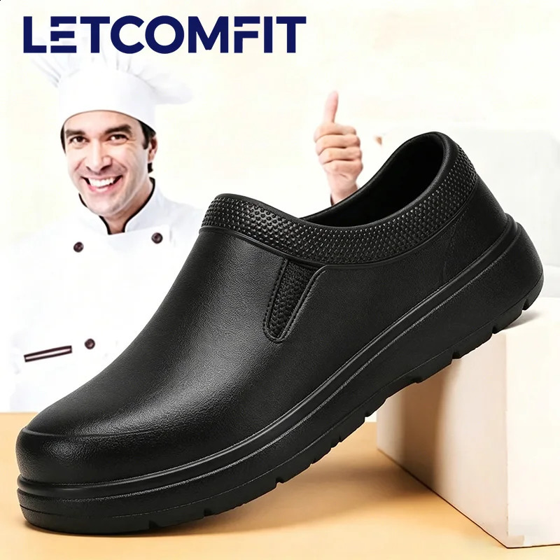 Mens Chef Shoes Anti Slip Oil Resistant Dirt Resistant Shoes Kitchen Work Shoes Quick Dry Rain Shoes Large Size Breath Clogs 260626