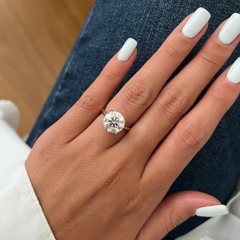 Choucong Pure 925 Sterling Silver Round Brilliant Cut Lab Moissanite Rings Four Prong Solitaire Engagement Wedding Ring Women Classic Promise Fine Jew - view 6