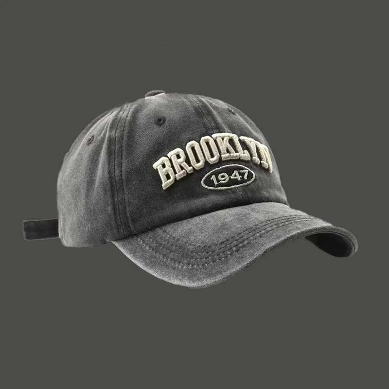 Season New Fashion Unisex Four tideway Baseball Outdoor Casual Retro Washed Cotton BROOKLYN 1947 Embroidered SnapSunHat M260626 - view 4