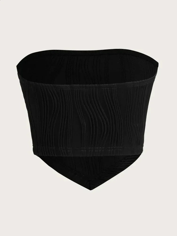Sexy Off The Shoulder Tube Top Women Summer 2024 Solid Rib Knit Strapless Sleeveless Backless Crop Streetwear Y2K 260616 - view 3