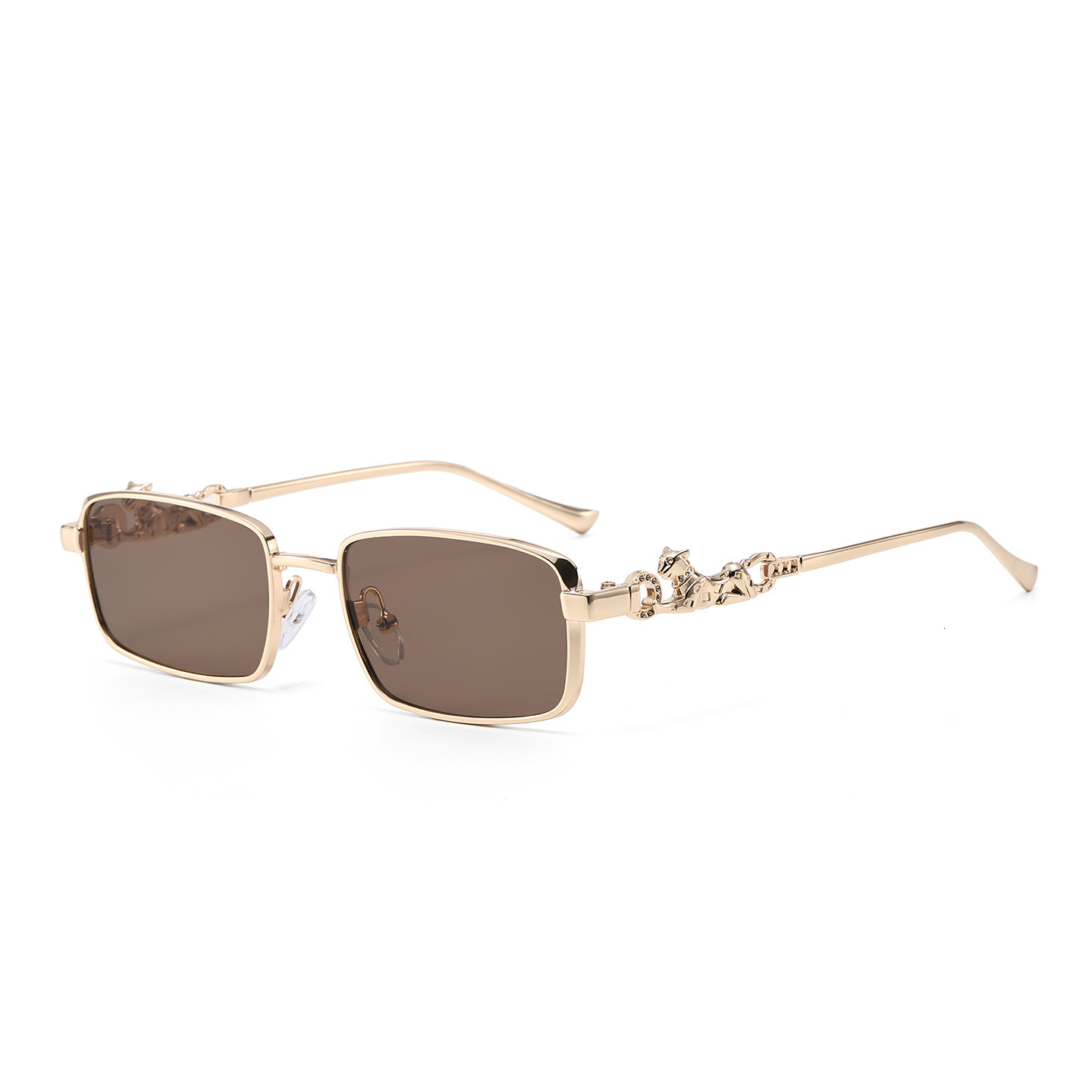 2026 New Square Fashion European And American Style Unique Ins Internet Celebrity Leopard Print Metal Export Sunglasses - view 3