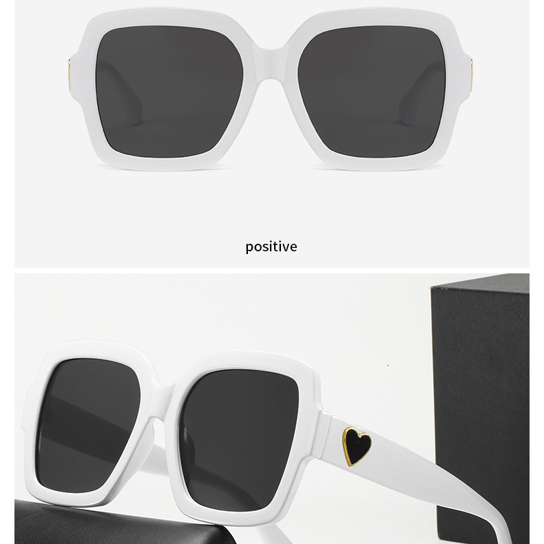 2026 Women's Designer New Square Frame Love Decoration Sunglasses European And American Fashion Trend Personalized Internet Celebrity Women' - view 7