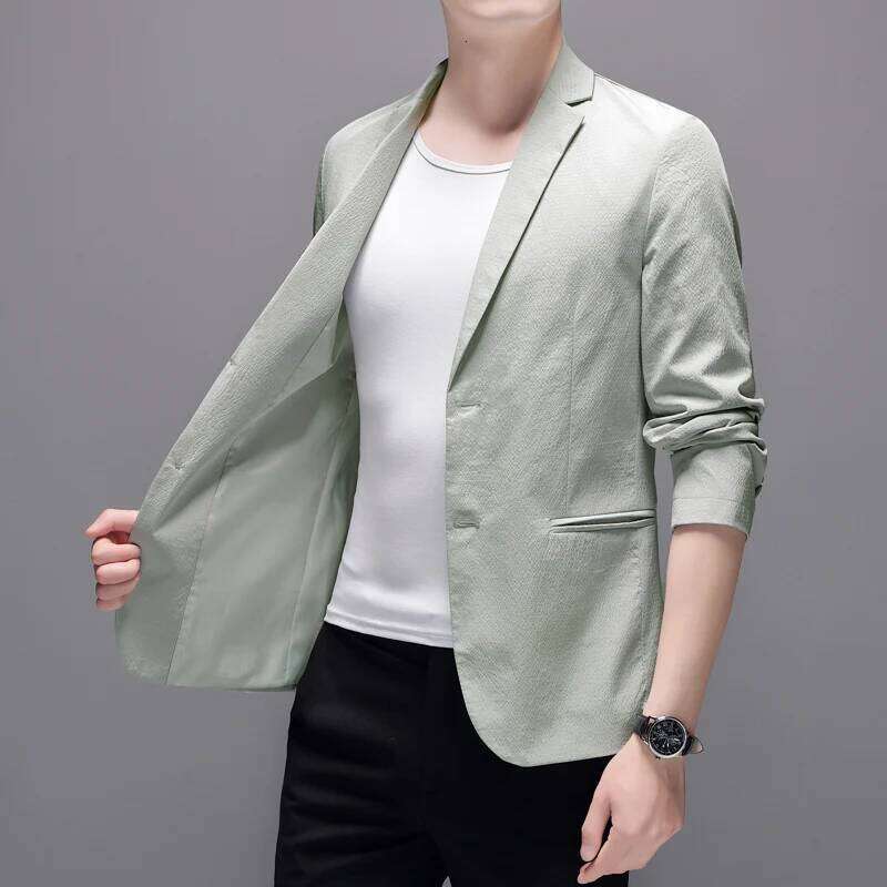 Summer Men's Thin Casual Blazer Solid Color Sunscreen Lightweight Single Suit Jacket for Daily Wear 26L0626 - view 5
