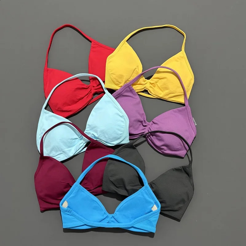 Sports Strappy Bra Yoga Underwear Women Gym Top Running Exercise Backless Bra High Support Active Wear Fitness Workout Halter 260626 - view 4