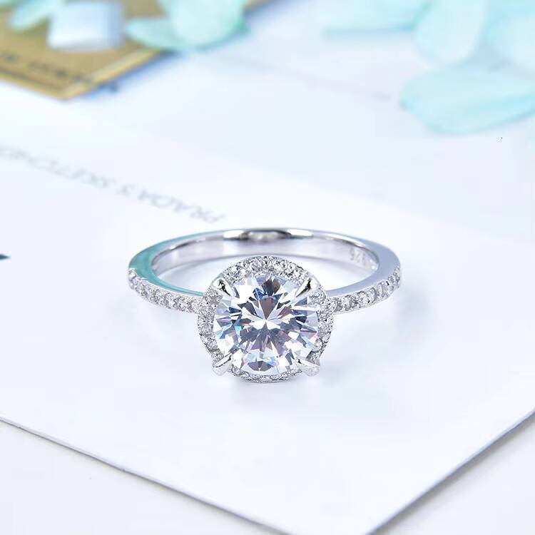Dainty Diamond Jewelry 15Carats Moissanite Engagement Rings With Certificate 925 Sterling Silver Rings - view 6