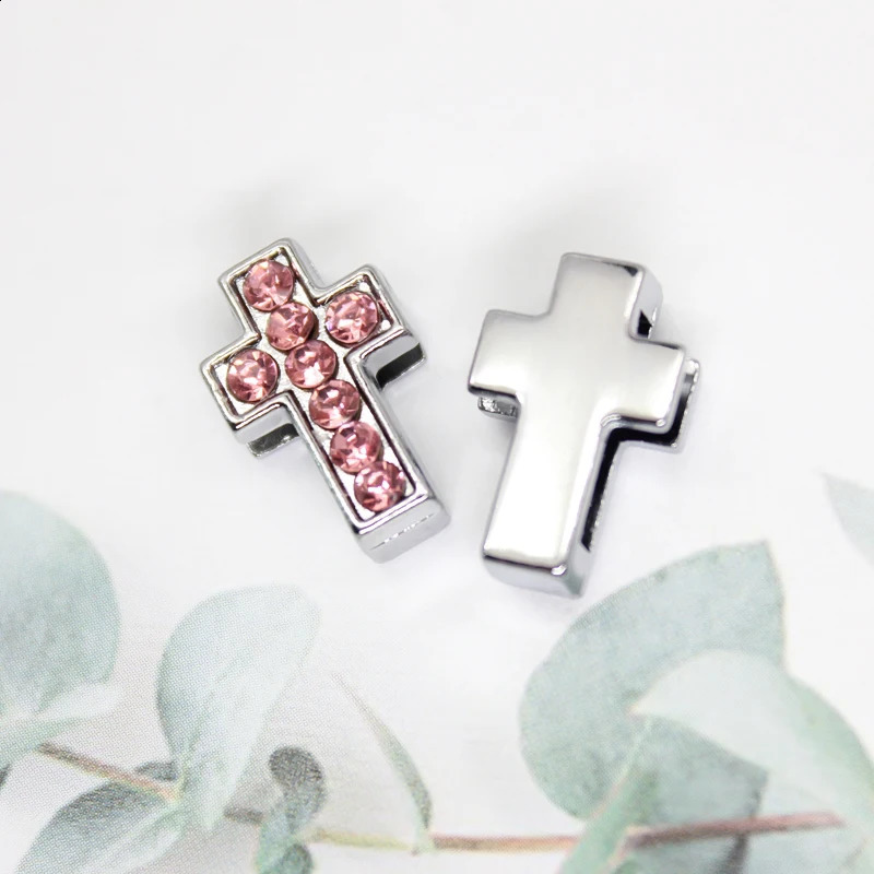 Slide Letters Charms Alphabet 8mm Alloy Pink Rhinestone 93p Fit DIY Wristband Bracelet Pet Collar Jewelry Making Women Kids Gift 260623 - view 7