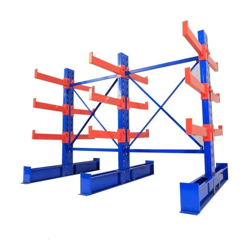 Medium-duty steel cantilever shelving, 500KG load capacity, 2-6 layers, double-sided powder-coated anti-corrosion beam frame