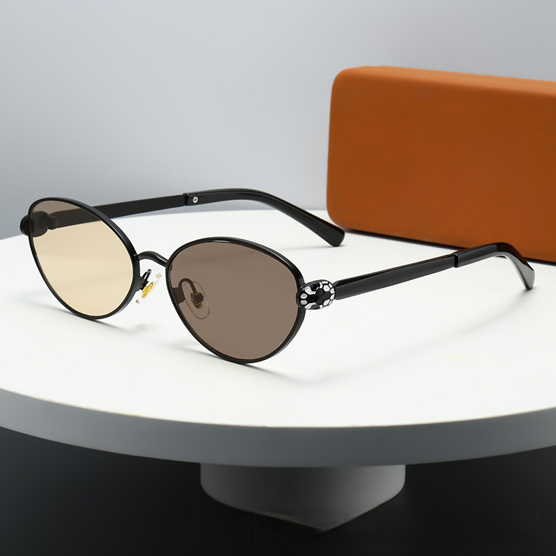 2026 Designer's New Metal Circular Snake Head Decoration High-quality Color Changing Sunglasses European And American Fashion Trend Sun Shading S - view 5