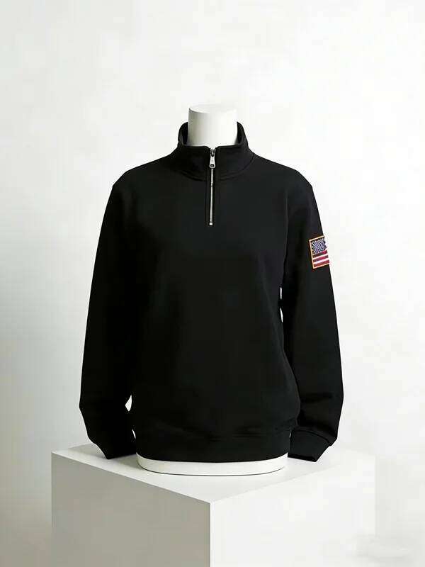 Y2K Retro Quarterzip Pullover Hoodie Embroidery Pattern Sweatshirt American Vintage Casual Streetwear Men Oversized Coat W260626 - view 4