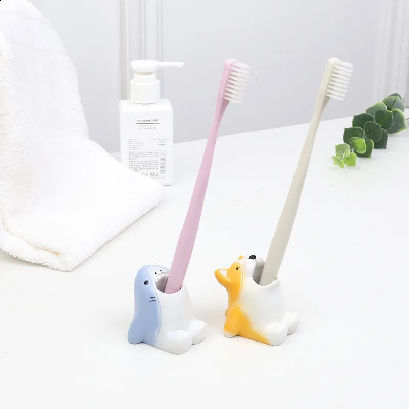 Cartoon Animal Toothbrush Holder Cute Corgi Shark Storage Stand Makeup Brush Stationery Countertop Organizer Bathroom Decoration 260626 - view 4