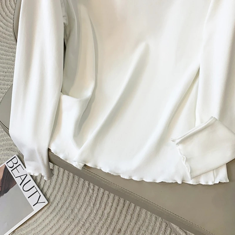 2026 Plus Size Womens Long Sleeve Turtleneck Velvet Base T-shirt Inner Wear Autumn Winter Fleece Lined Fashion Big Size Tops 260626 - view 7