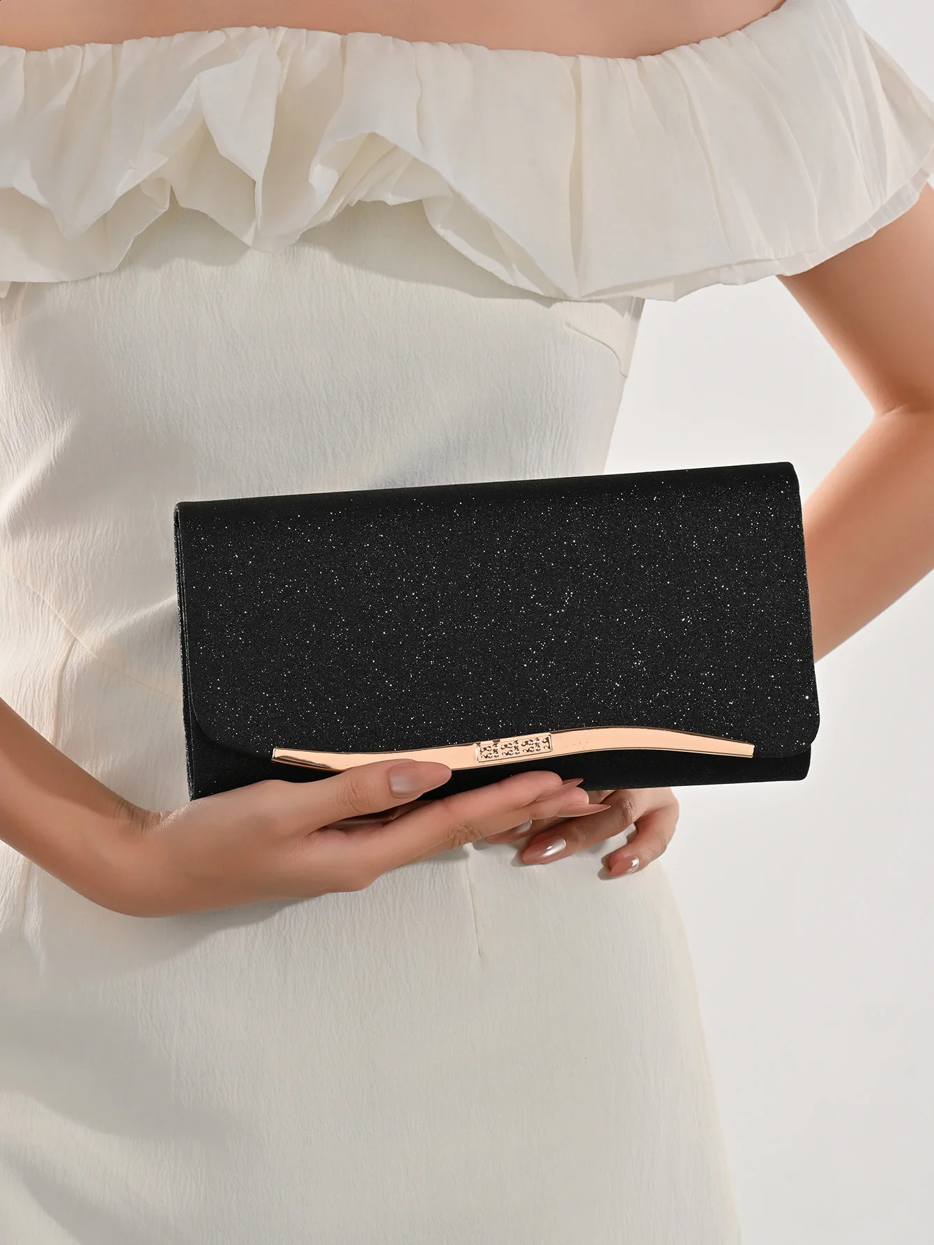Womens evening clutch sequin envelope handbag with detachable chain suitable for weddings and parties elegant style 260612
