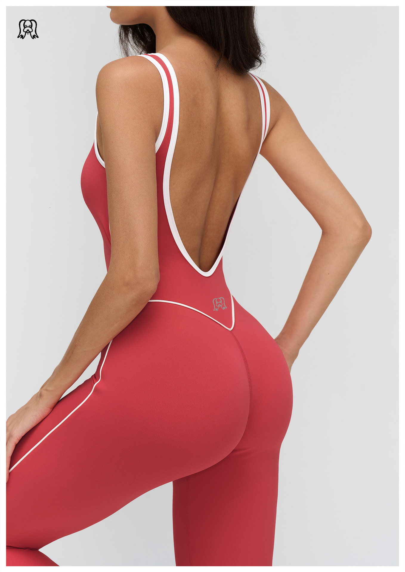lucky dog yoga Contrastive color edging loose square neck yoga jumpsuit yoga jumpsuit - view 9