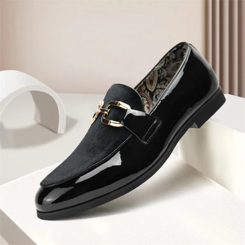 Mens Casual Leather Shoes Fashion Patchwork Party Wedding Loafers Moccasins Men Slipon Light Comfortable Driving Flats 260624 - view 4