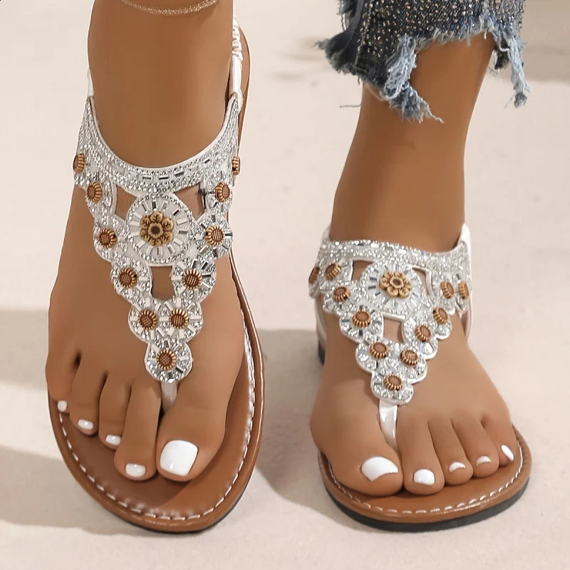 Summer Collection Womens BohemianStyle Roman Sandals OpenToe Cutout n Elastic SlipOns Beach Footwear 260626 - view 3