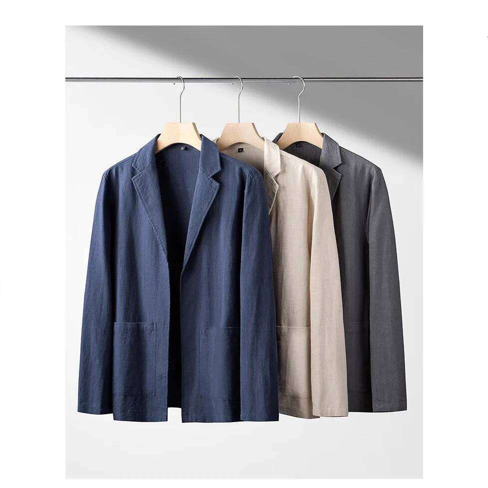 2026 Men's Simple Casual Spring and Summer Thin Jacket Fashion Loose Linen Suit 26L0626 - view 6