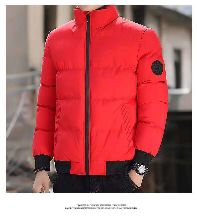 2025 Winter New Solid Color Zipper Down Thick Cotton Jacket Men Trendy Brand Casual Youth Coat Versatile Comfortable Top J260626 - view 5