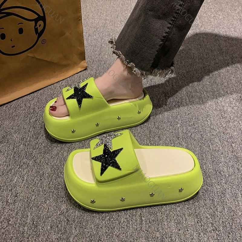Summer 7CM Platform Slippers 2026 Fashion Shine Star Women Comfy Soft Sole EVA Slide ShoesS Non Slip Beach Vacation Sandals 260626 - view 3