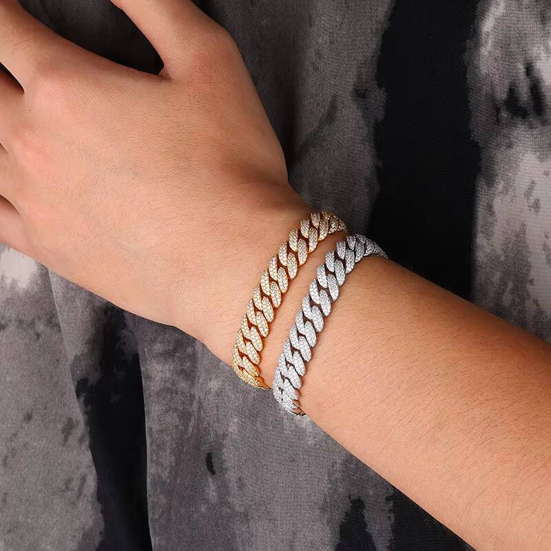 Hot Sale Moissanite Cuban Bracelet Iced Out 925 Sterling Silver Miami Cuban Link Bracelet for Women Cuban Chain Bracelet for Men - view 5