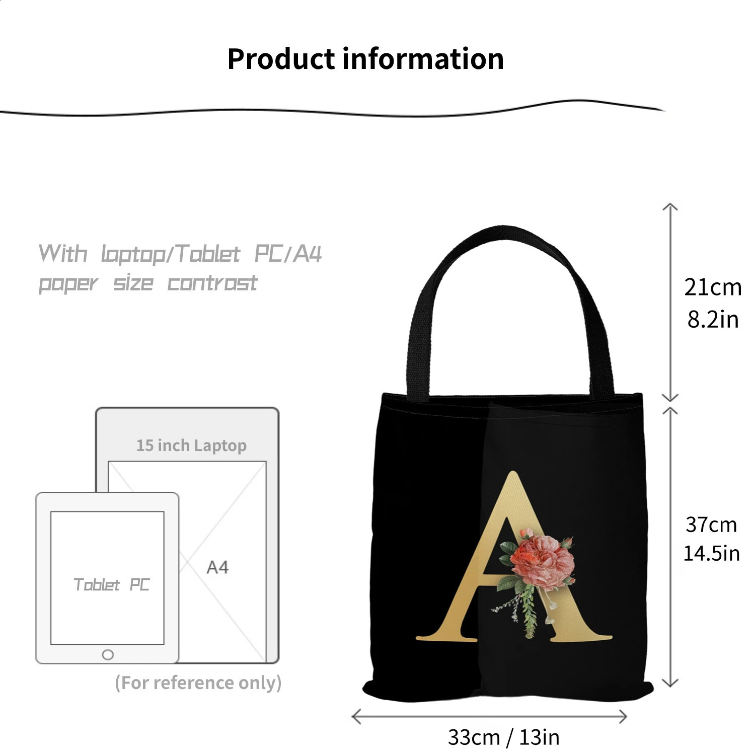 Letter Printing Canvas bag Lightweight Shoulder bag Tote bag Handbag Shopping bag Holiday Gift Bag 260625 - view 6